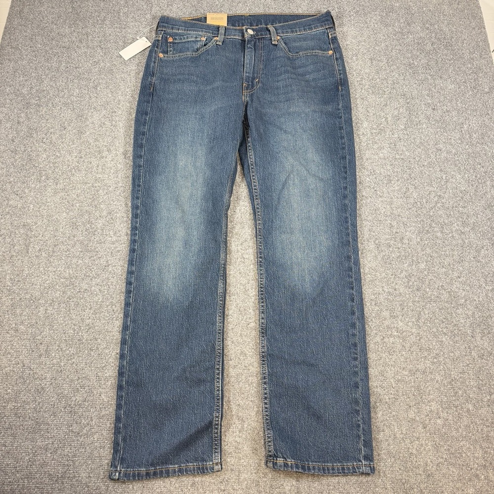 Levi's Jeans Mens 32x30 Blue 514 Straight Stretch Denim Dark Wash New